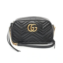 GUCCI GG MARMONT CHAIN SHOULDER BAG LEATHER BLACK