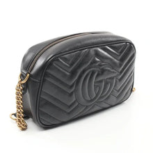 GUCCI GG MARMONT CHAIN SHOULDER BAG LEATHER BLACK