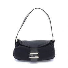 FENDI MAMMA BUCKET ONE SHOULDER BAG COTTON JERSEY LEATHER BLACK