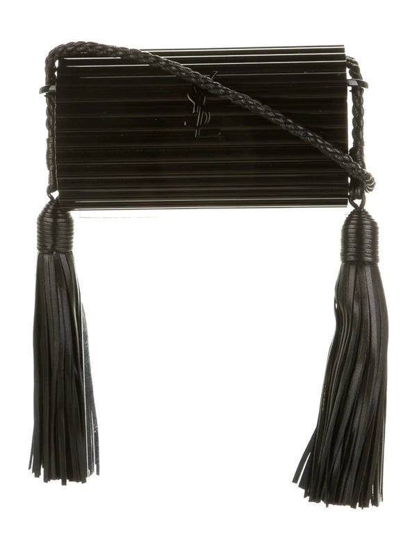 Saint Laurent Black Plexiglass Minaudiere Opium Box Bag